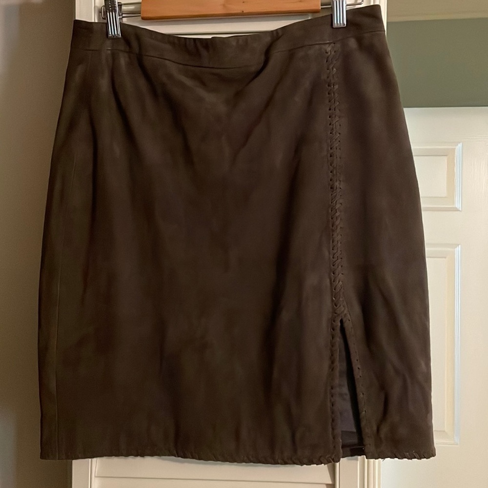 Allsaints suede leather brown skirt
